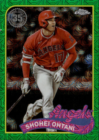2024 Shohei Ohtani Topps Series 1 GREEN REFRACTOR 1989 DESIGN 52/99 CHROME SILVER PACK #T89C-73 Anaheim Angels