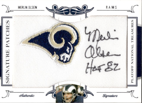 2008 Merlin Olsen Panini National Treasures SIGNATURE PATCHES AUTO 05/25 AUTOGRAPH #16 Los Angeles Rams HOF