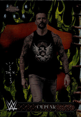 2025 CM Punk Topps Chrome Cactus Jack BLACK & YELLOW REFRACTOR #8
