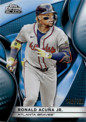 2025 Ronald Acuna Jr. Topps Chrome Black BLUE REFRACTOR 146/150 #150 Atlanta Braves