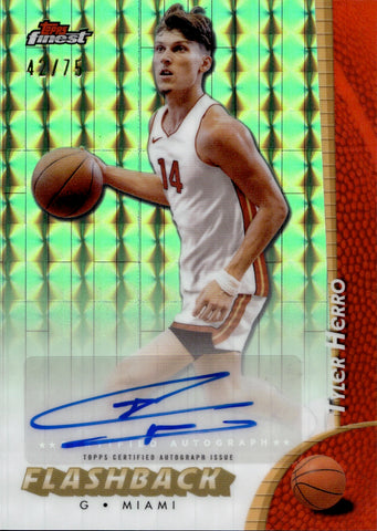 2025 Tyler Herro Topps Chrome LIME GREEN GEOMETRIC FLASHBACK AUTO 42/75 AUTOGRAPH FBA-THO Miami Heat