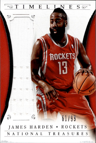 2013-14 James Harden Panini National Treasures TIMELINES JERSEY 61/99 Houston Rockets #27
