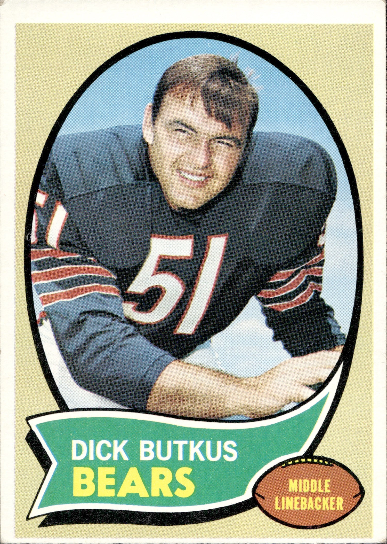 1970 Dick Butkus Topps #190 Chicago Bears HOF BV $40