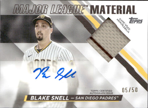 2024 Blake Snell Topps Major League Material JERSEY AUTO 05/50 AUTOGRAPH RELIC #MLMA-BS San Diego Padres