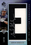 2007 Adrian Gonzalez Upper Deck SP Authentic BY THE LETTER SIGNATURES AUTO 14/50 AUTOGRAPH #BL-5 San Diego Padres