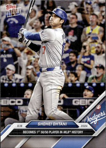 2024 Shohei Ohtani Topps Now BECOMES 1ST 50/50 PLAYER IN MLB HISTORY #722 Los Angeles Dodgers 7