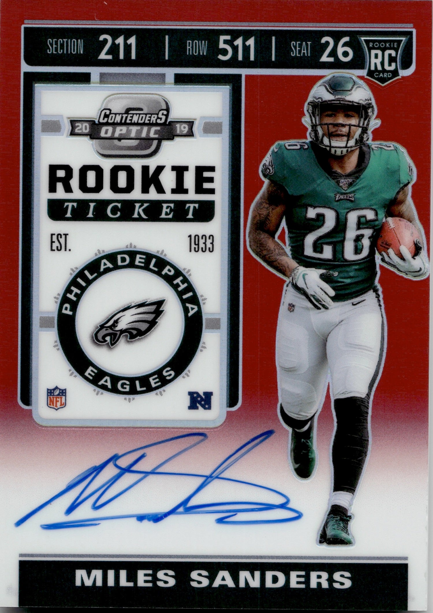 : Miles Sanders Signed Philadelphia Eagles Chrome Mini