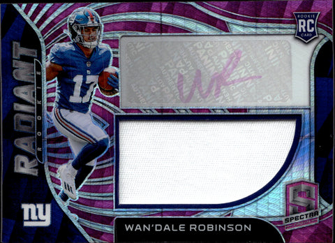 2022 Wan'Dale Robinson Panini Spectra PINK RADIANT ROOKIE JUMBO PATCH PINK INK AUTO 20/25 AUTOGRAPH RELIC RC #RAD-WDR New York Giants