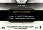 2019 Nate Lowe Topps Update ROOKIE LEGACY OF BASEBALL AUTO 051/150 #LBA-NLO Tampa Bay Rays