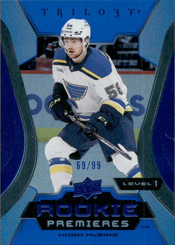 2023-24 Hugh McGing Upper Deck Trilogy BLUE ROOKIE 69/99 RC #113 St. Louis Blues