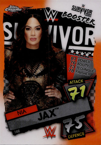 2021 Nia Jax Topps WWE Slam Attax ORANGE REFRACTOR 22/25 SURVIVOR SERIES BOOSTER #166 Monday Night Raw