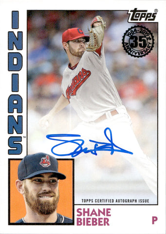 2019 Shane Bieber Topps Series 1 1984 DESIGN AUTO AUTOGRAPH #84A-SBI Cleveland Indians