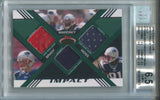 2008 Tom Brady Randy Moss Laurence Maroney Topps Stadium Club GOLD IMPACT TRIPLE GAME USED JERSEY 08/10 RELIC BGS 6.5 #TR-BMM New England Patriots