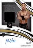 2022 Carmelo Hayes Panini Immaculate WWE ROOKIE SHIRT AUTO 74/99 AUTOGRAPH RELIC RC #106 NXT Champion