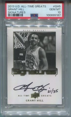 2013 Grant Hill Upper Deck All-Time Greats SIGNATURES AUTO 21/35 AUTOGRAPH PSA 10 #GH5 Detroit Pistons HOF 9187