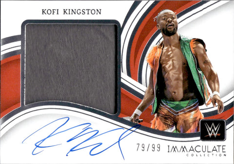 2023 Kofi Kingston Panini Immaculate Collection WWE JUMBO SHIRT AUTO 79/99 AUTOGRAPH RELIC #MA-KKG Monday Night Raw
