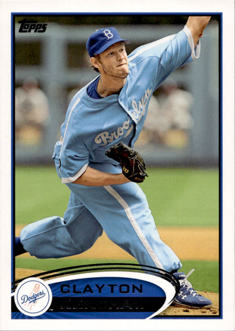 2012 Clayton Kershaw Topps SP BROOKLYN DODGERS UNIFORM VARIATION #600 Los Angeles Dodgers