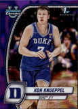 2024-25 Kon Knueppel Bowman University Chrome 1ST BOWMAN PURPLE LAVA REFRACTOR ROOKIE RC #48 Charlotte Hornets