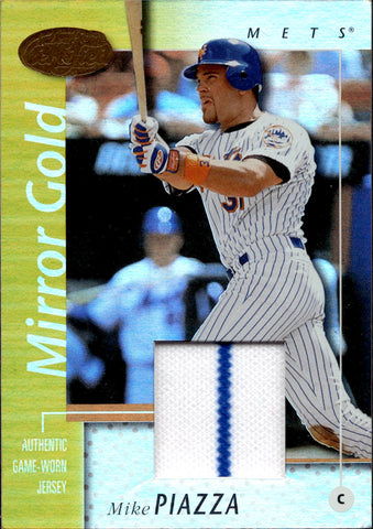 2002 Mike Piazza Leaf Certified MIRROR GOLD JERSEY 17/25 New York Mets #92