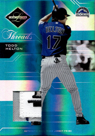 2005 Todd Helton Leaf Limited THREADS PATCH PRIME JERSEY 70/100 Colorado Rockies #6
