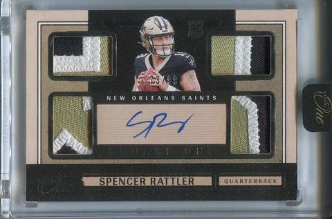 2024 Spencer Rattler Panini One SQUARE ONE QUAD ROOKIE PATCH AUTO 73/99 AUTOGRAPH RELIC #49 New Orleans Saints