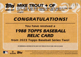 2023 Mike Trout Topps Series 2 BLACK 1988 DESIGN JERSEY 175/199 RELIC #88R-MT Anaheim Angels