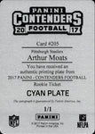 2017 Arthur Moats Panini Contenders CYAN PRINTING PLATE ROOKIE TICKET AUTO 1/1 ONE OF ONE AUTOGRAPH RC #205 Pittsburgh Steelers