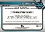 2021-22 Ron Harper Jr. Bowman University Chrome 1ST BOWMAN YELLOW REFRACTOR AUTO 33/75 AUTOGRAPH #BCPA-RH Boston Celtics