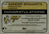 2022 Xander Bogaerts Topps Heritage CLUBHOUSE COLLECTION GOLD JERSEY 69/99 RELIC #CC-XB Boston Red Sox