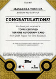 2024 Masataka Yoshida Topps Tier One AUTO 37/49 AUTOGRAPH #T1A-MY Boston Red Sox
