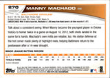 2013 Manny Machado Topps BLUE BORDER ROOKIE RC #270 Baltimore Orioles