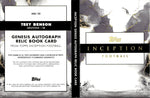 2024 Trey Benson Topps Inception ROOKIE GREEN GENESIS PATCH AUTO 21/49 AUTOGRAPH RELIC BOOKLET RC #ARBC-TBE Arizona Cardinals