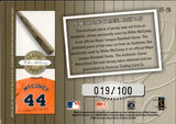 2011 Willie McCovey Donruss Classics CLASSIC COMBOS BAT JERSEY 019/100 RELIC #CC-25 San Francisco Giants HOF