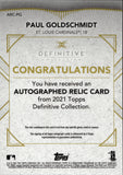 2021 Paul Goldschmidt Topps Definitive JUMBO JERSEY AUTO 11/30 AUTOGRAPH RELICARC-PG St. Louis Cardinals