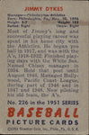 1951 Jimmy Dykes Bowman #226 Philadelphia Athletics BV $30