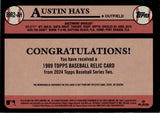 2024 Austin Hayes Topps Series 2 BLACK BORDER 1989 DESIGN JERSEY 085/199 RELIC #89R2-AH Baltimore Orioles