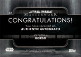 2020 John Tui as Korso Topps Star Wars Masterwork AUTO AUTOGRAPH #A-JT