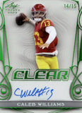 2024 Caleb Williams Leaf Trinity EMERALD GREEN CLEAR ROOKIE AUTO 14/15 AUTOGRAPH RC #CA-CW1 Chicago Bears