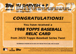 2023 Yu Darvish Topps Series 2 GOLD 1988 DESIGN JERSEY 48/50 RELIC #88R-YD San Diego Padres