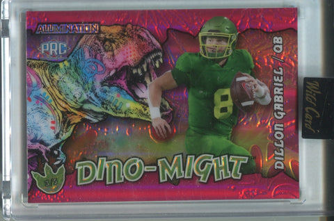 2023 Dillon Gabriel Wild Card Alumination ROOKIE PINK DINO-MIGHT 3/5 RC #AD-DG Oregon Ducks