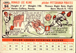 1956 Ronnie Kline Topps #94 Pittsburgh Pirates BV $12