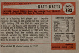 1954 Matt Batts Bowman #183 Detroit Tigers BV $12