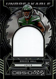 2022 Breece Hall Panini Obsidian UNBRKABLE MATERIALS ROOKIE JERSEY 11/25 RC #UM-BHA New York Jets