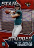 2021 Trevor Lawrence Panini Rookies & Stars STAR STUDDED RED WAVE PRIZM ROOKIE RC #SS-21 Jacksonville Jaguars