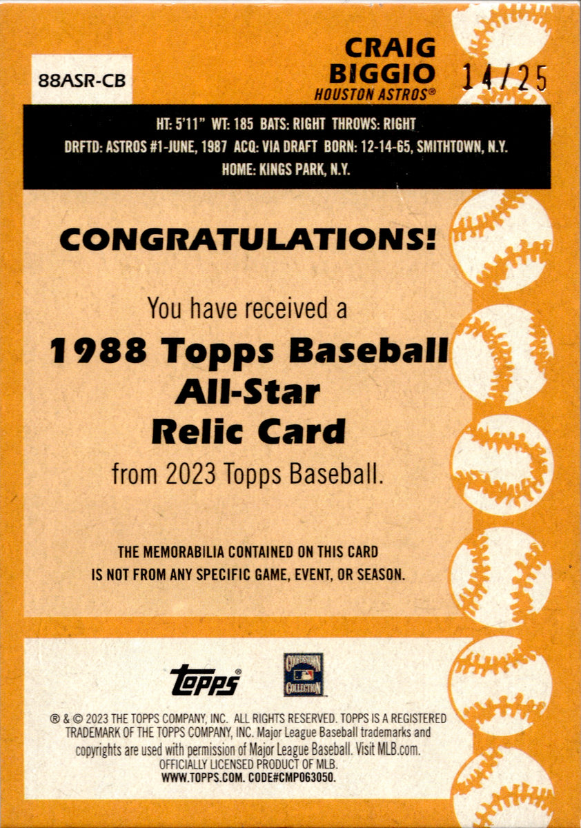 2023 Craig Biggio Topps Series 2 RED 1988 ALL-STAR PATCH 14/25 RELIC #