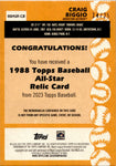 2023 Craig Biggio Topps Series 2 RED 1988 ALL-STAR PATCH 14/25 RELIC #88ASR-CB Houston Astros HOF *NRMT BACK*