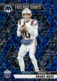 2025 Drake Maye Panini Mosaic NO HUDDLE ENGLAND GAMES BLUE PRIZM 12/99 #258 New England Patriots
