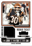 2023 Chase Brown Panini Contenders ROOKIE TICKET SWATCHES JERSEY RC #TS5 Cincinnati Bengals