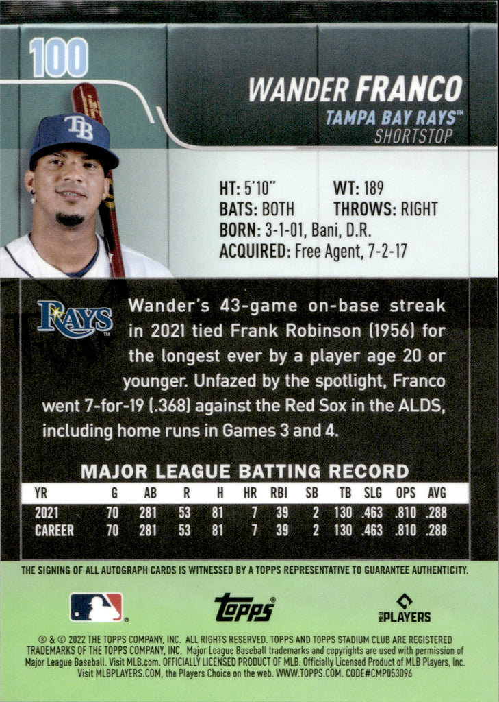 Tampa Bay Rays: Wander Franco 2021 - Officially Licensed MLB