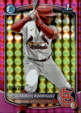 2025 Rainiel Rodriguez Bowman Chrome Prospects 1ST BOWMAN FUCHSIA GEOMETRIC REFRACTOR 65/299 #BCP-200 St. Louis Cardinals